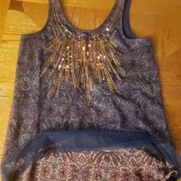 BKE NWT Sequins Jewel Bling Tank Top Navy XS - Picture 4 of 6